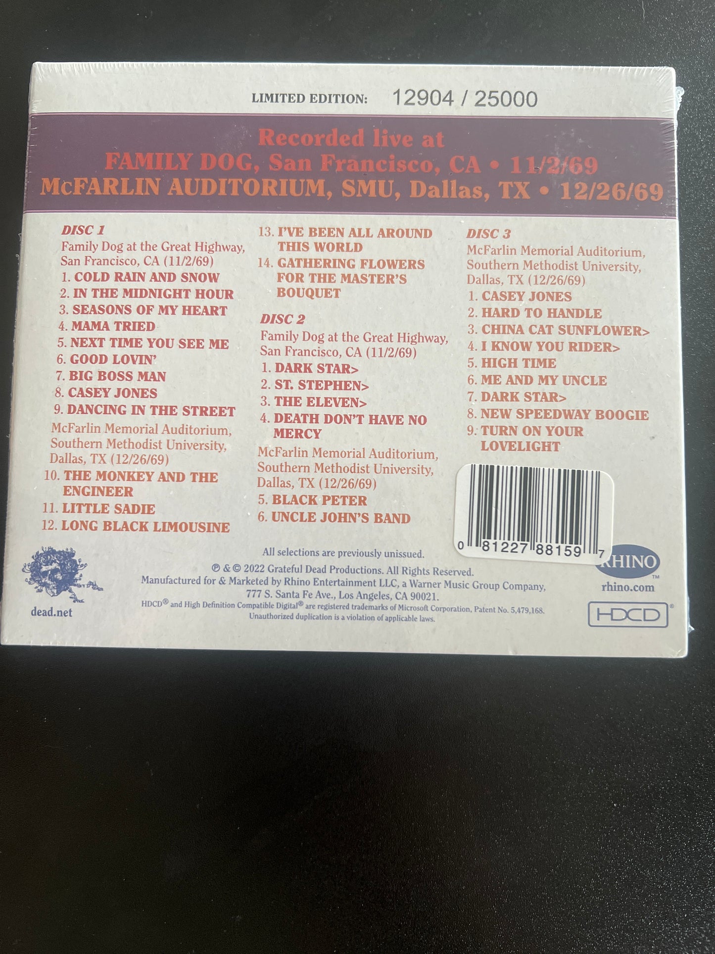 GRATEFUL DEAD - Dave's Picks, Volume 43 (San Francisco, 11/2/69 • Dallas, 12/26/69) LIMITED EDITION NUMBERED COPY FACTORY SEALED! - NCDGDDP