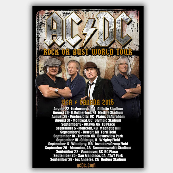 AC/DC - ROCK OR BUST 2015 DATES VERSION - CONCERT POSTER - 13" X 19"