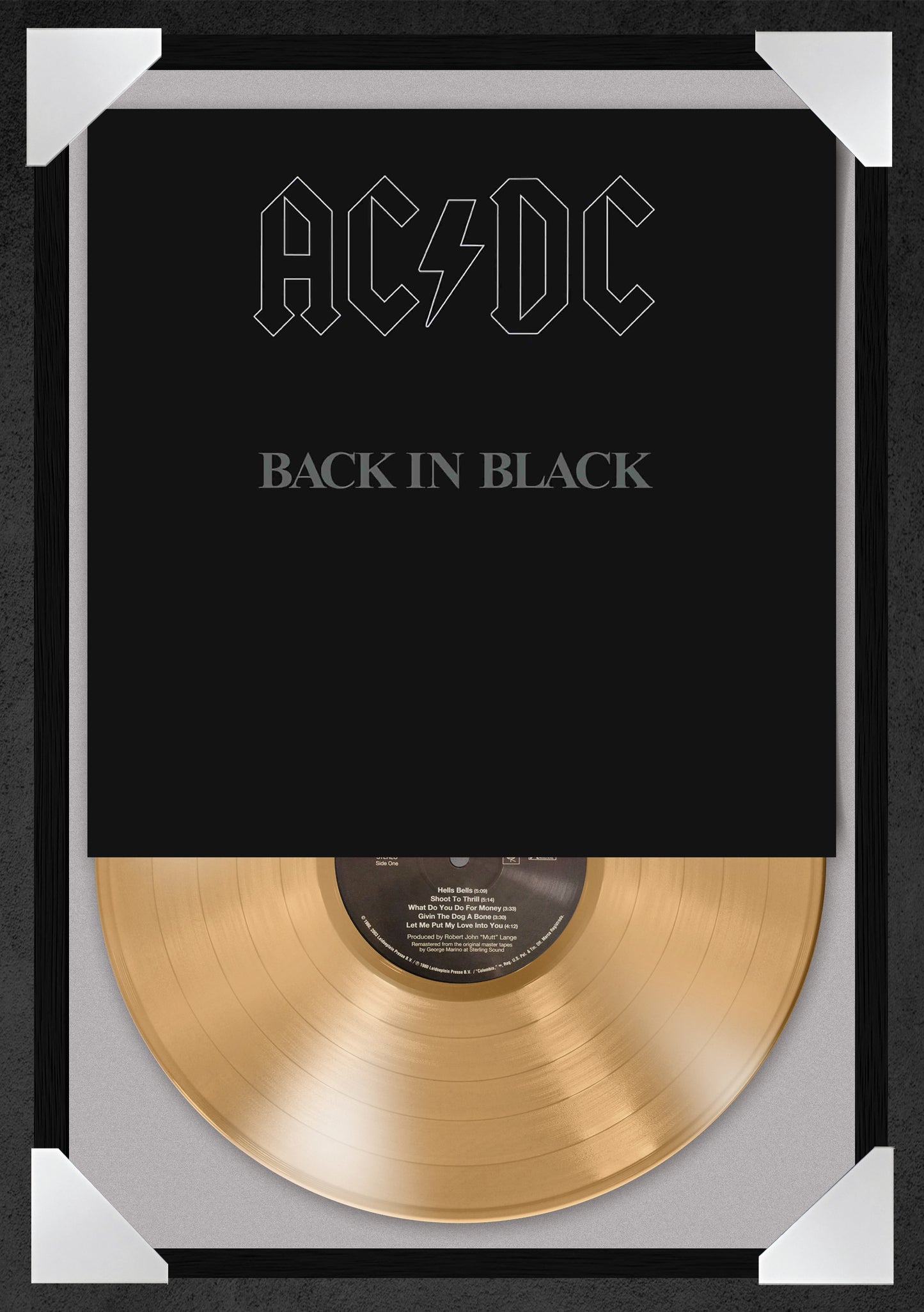 AC/DC - BACK IN BLACK - 12x18" GLASS FRAMED RECORD POSTER