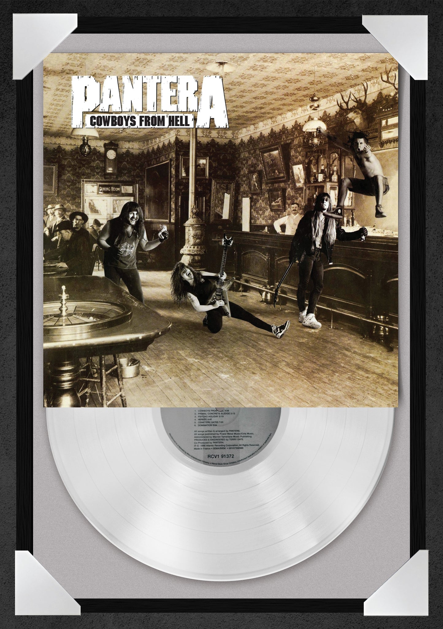 PANTERA - COWBOYS FROM HELL (12x18" GLASS FRAMED RECORD POSTER)