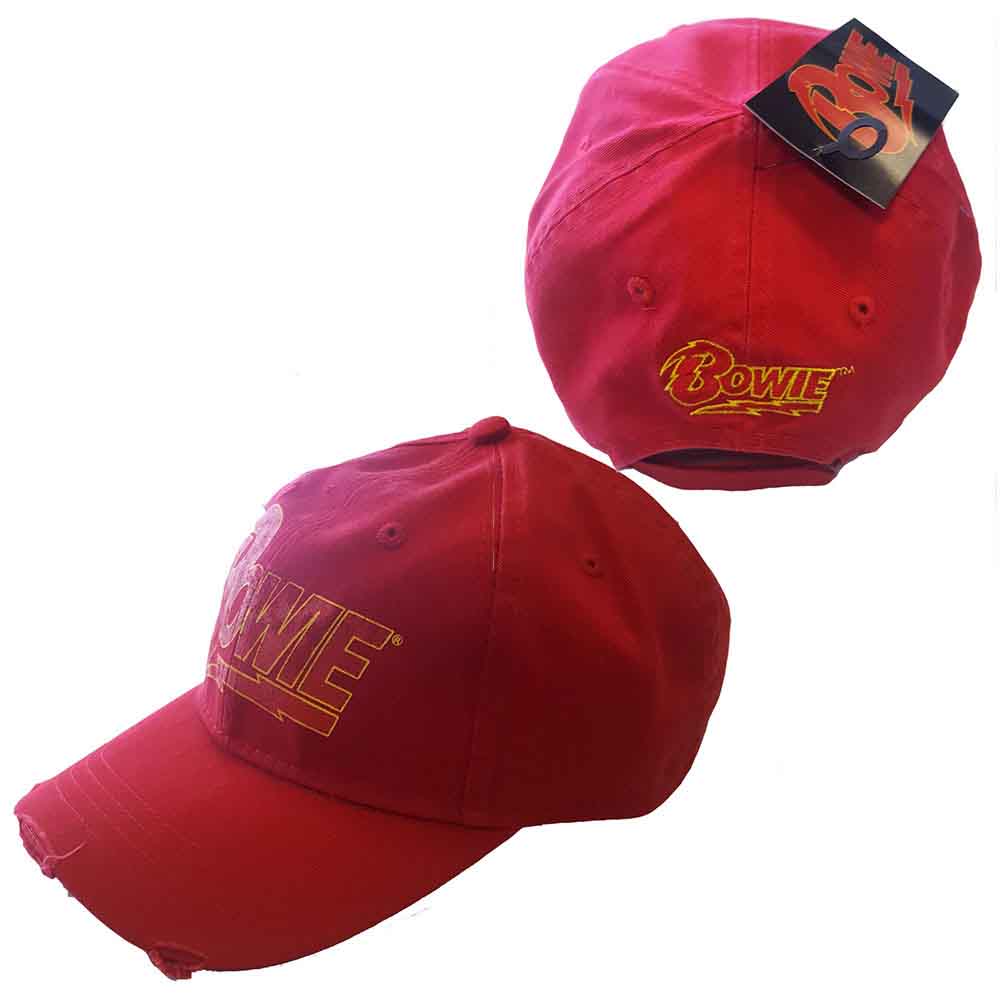 DAVID BOWIE-FLASH LOGO RED UNISEX BASEBALL CAP FULLY LICENSED MERCHANDISE