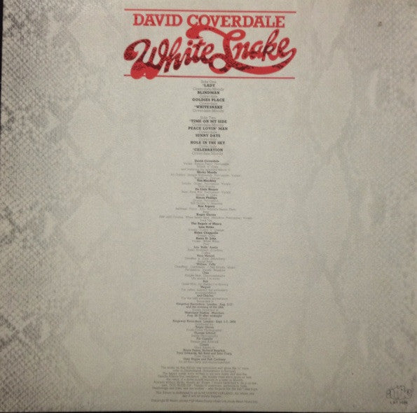 DAVID COVERDALE - WHITESNAKE - 1977 ORIGINAL PRESSING - VERY CLEAN COPY - VG++ - USED VINYL