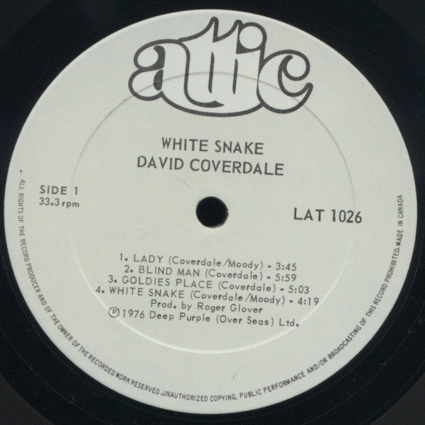 DAVID COVERDALE - WHITESNAKE - 1977 ORIGINAL PRESSING - VERY CLEAN COPY - VG++ - USED VINYL