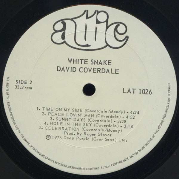 DAVID COVERDALE - WHITESNAKE - 1977 ORIGINAL PRESSING - VERY CLEAN COPY - VG++ - USED VINYL