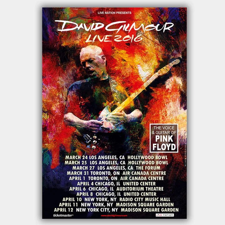 GILMOUR, DAVID (2016) - Concert Poster - 13 x 19 inches