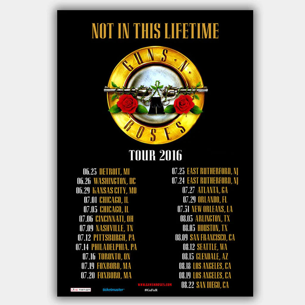 GUNS N ROSES - 2016 TOUR CONCERT POSTER 13 X 19"
