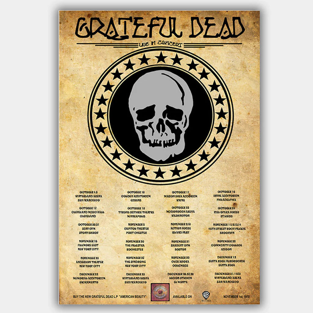 GRATEFUL DEAD -IN CONCERT 1970 - CONCERT POSTER 13 X 19"