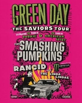 GREEN DAY SAVIORS TOUR - DETAIL 2024 TOUR WITH SMASHING PUMPKINS CONCERT POSTER 13 X19"