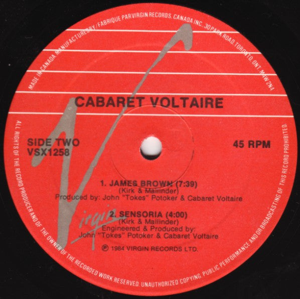 CABARET VOLTAIRE - SENSORIA/JMES BROWN 12" 45RM - 1984 ORIGINAL PRESSING - USED VINYL