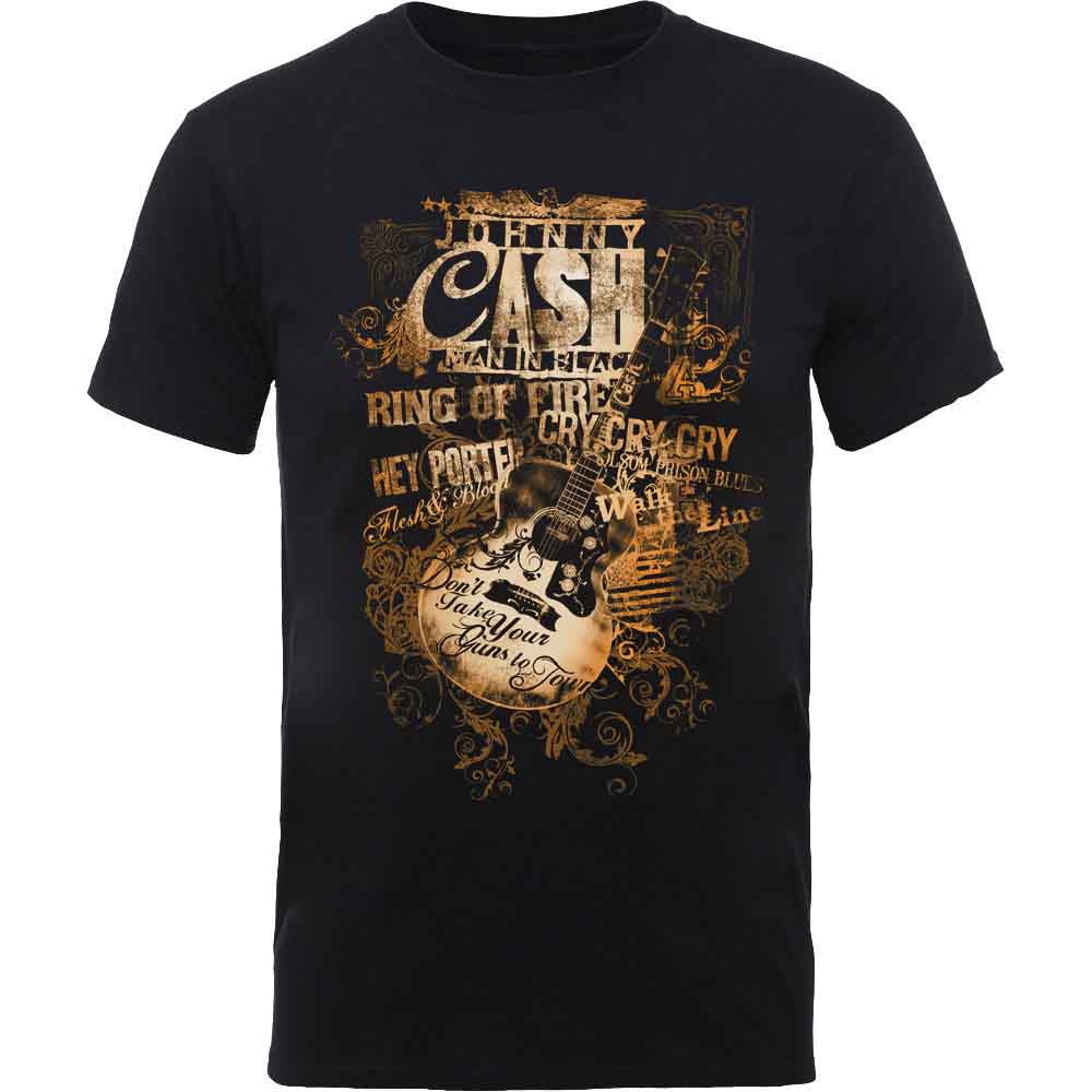JOHNNY CASH - GUITAR SONG TITLES - TSHIRT