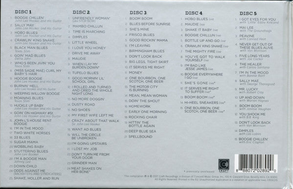 JOHN LEE HOOKER - KING OF THE BOOGIE - DELTA BLUES 5 CD BOXSET 2017 - (COND M*) - USED CD BOXSET