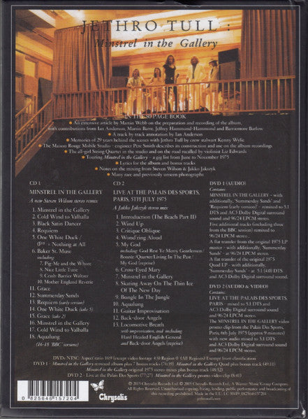JETHRO TULL - Minstrel In The Gallery (40th Anniversary : La Grande Édition) *M - CD/DVD BOOK BOXSET - 1975 REMIXED TO 5.1 SURROUBD SOUBD BY STEVEN WILSON - UCD