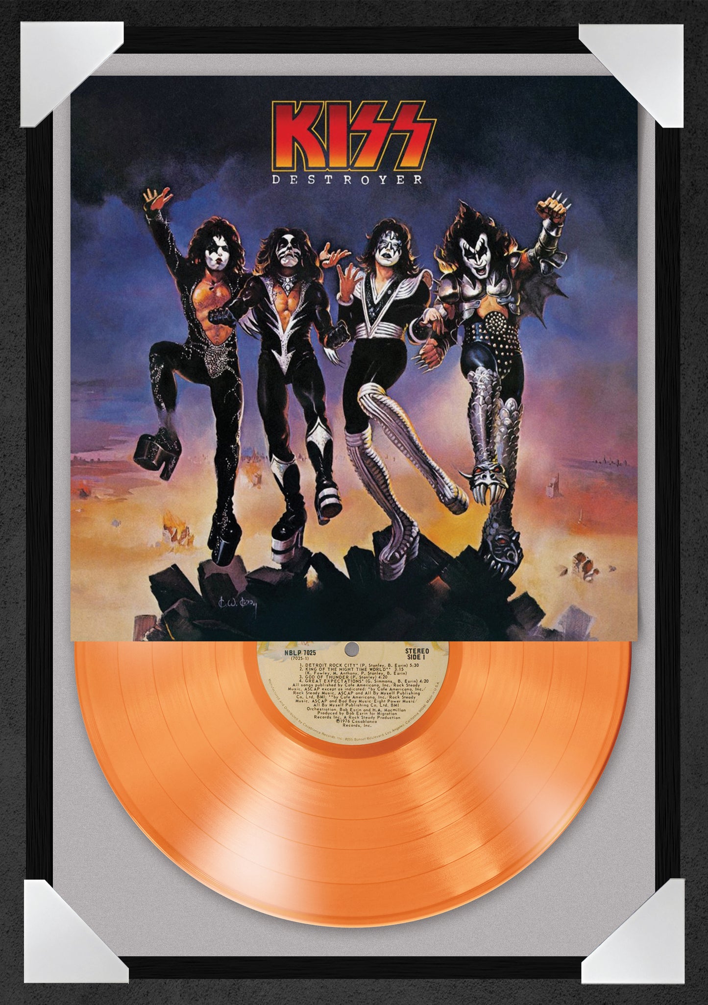KISS - DESTROYER - 12x18" GLASS FRAMED RECORD POSTER