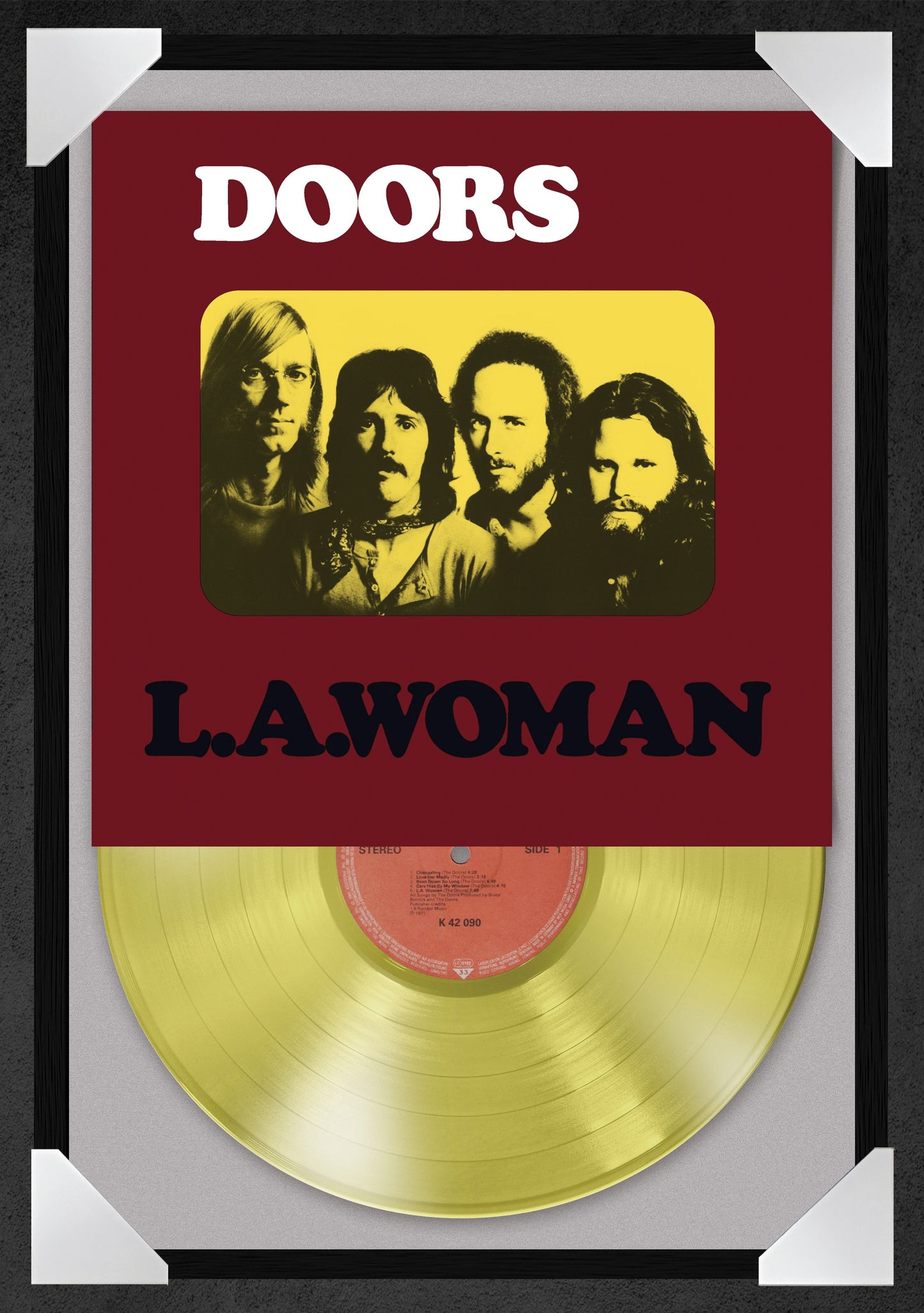 THE DOORS - LA WOMAN (12x18" GLASS FRAMED RECORD POSTER)