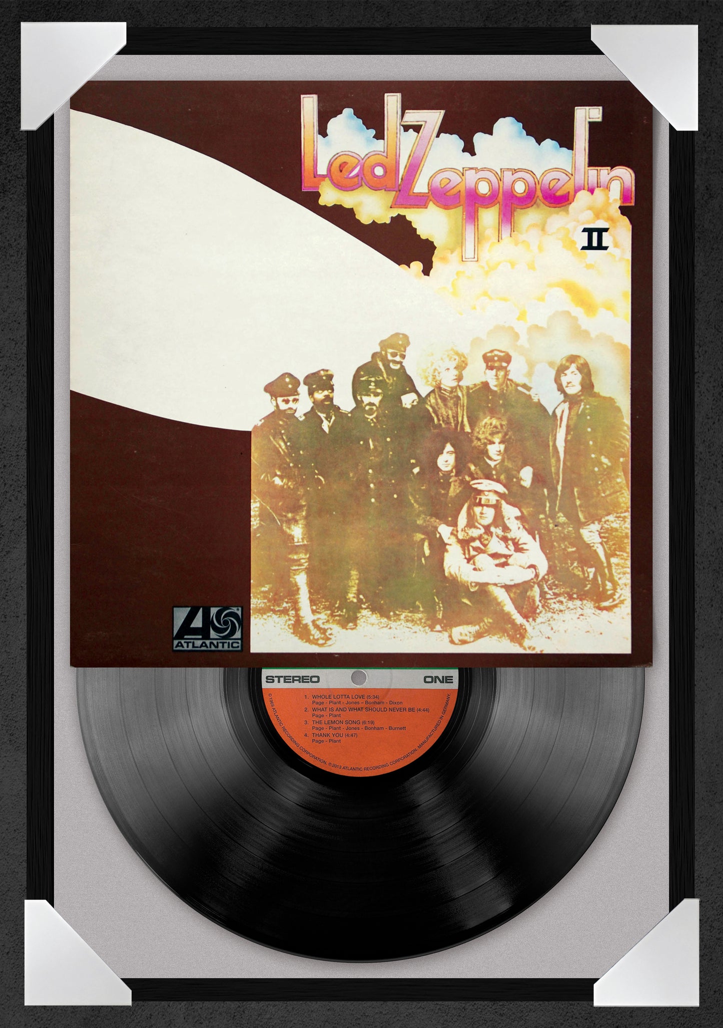 LED ZEPPELIN - II - 12x18" GLASS FRAMED RECORD POSTER
