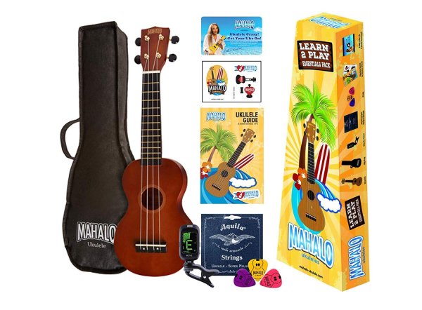 Rainbow Series Learn 2 Play Soprano Ukulele Pack, Transparent Brown Brand: Mahalo Ukuleles Model: MR1-TBR-K