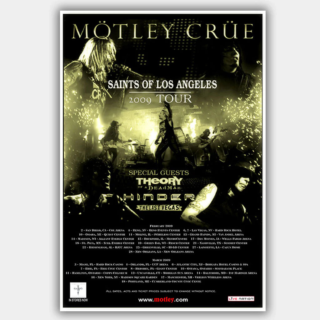 Motley Crue with Theory Of A Dead Man (2009) - Concert Poster - 13 x 19 inches