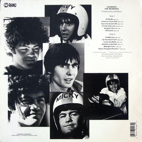 THE MONKEES - CHANGES (1986 RE-ISSUE) - PERFECTLY CLEAN COPY AND EXCELLENT COVER - USED VINYL