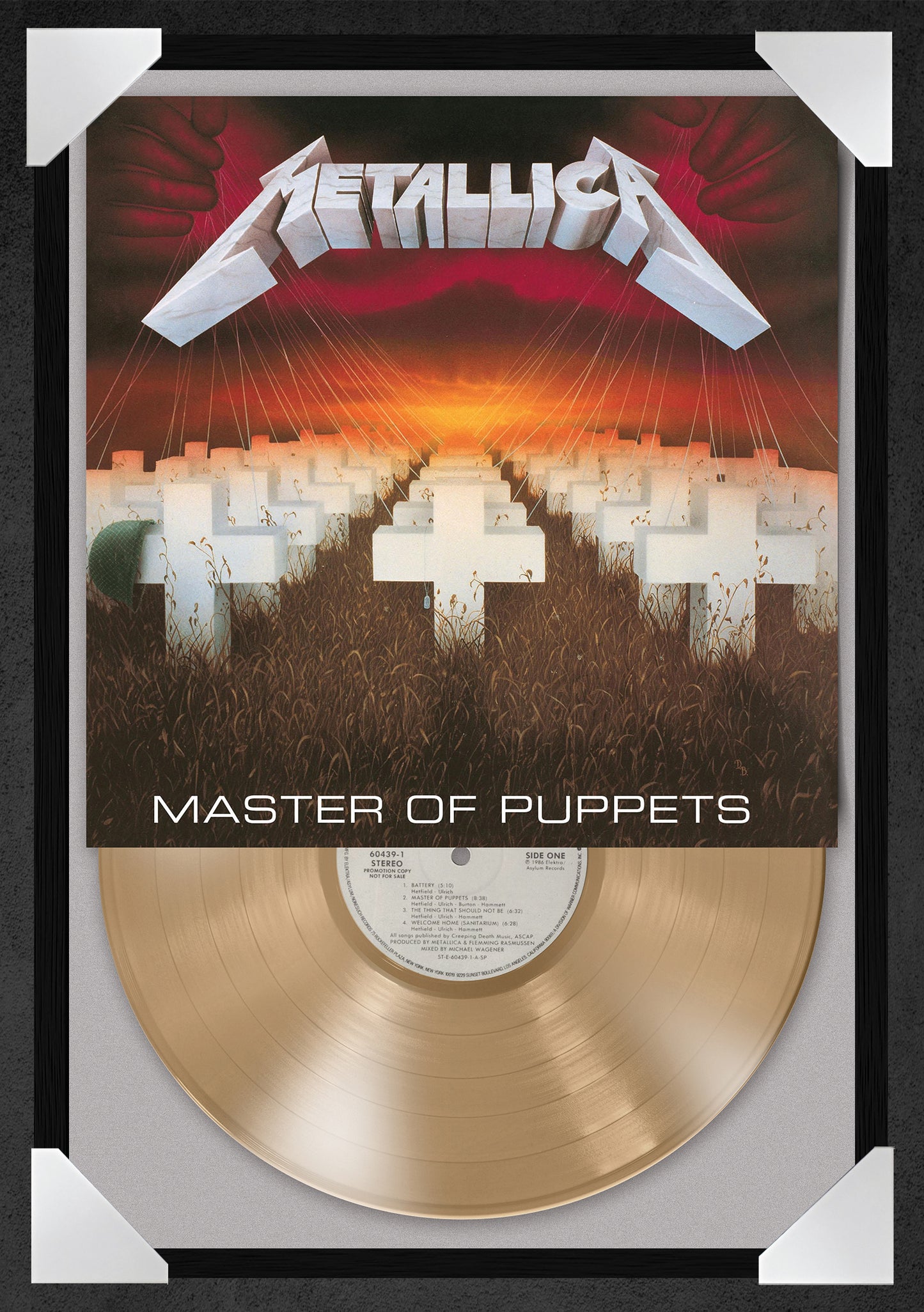 METALLICA - MASTER OF PUPPETS - 12x18" GLASS FRAMED RECORD