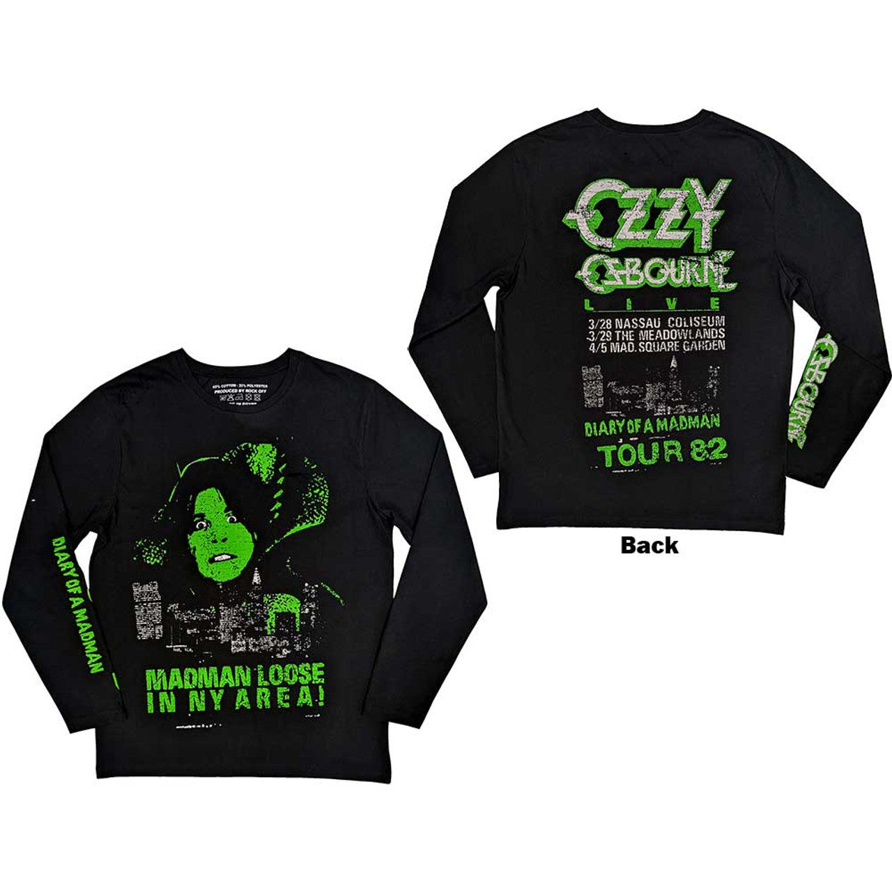 OZZY OSBOURNE - MADMAN LOOSE - DIARY OF A MADMAN TOUR 82' - LONG SLEEVE TSHIRT -