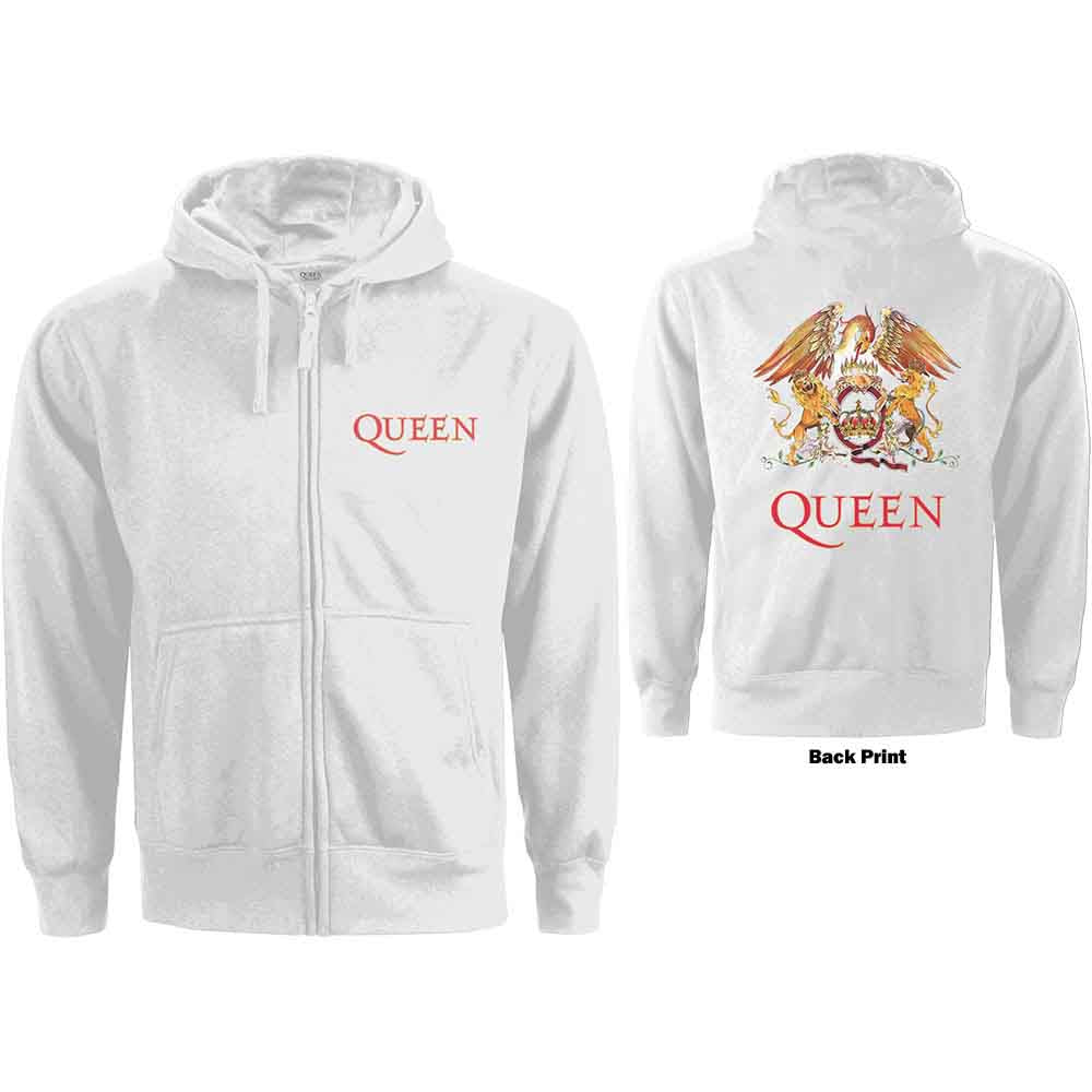 QUEEN - EMBLEM - HOODIE LADIES WHITE - FULLY LICENSED MERCH