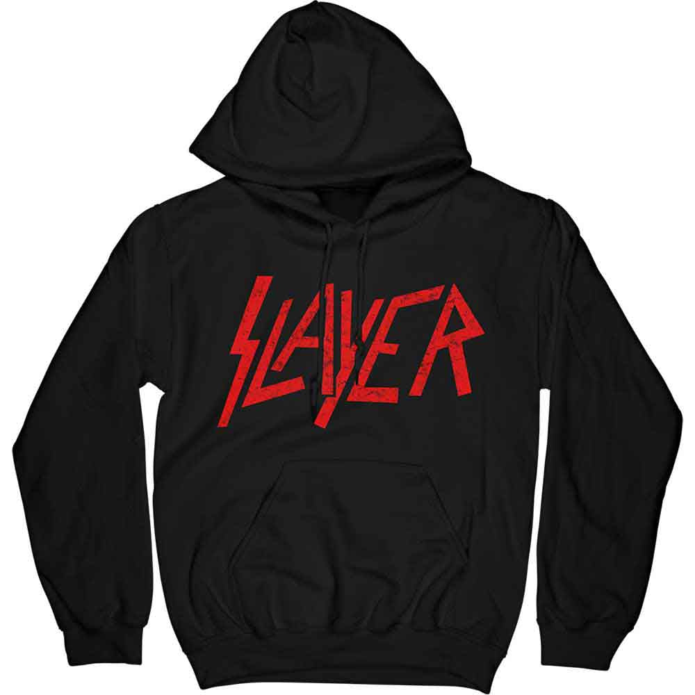 SLAYER- DISTRESSED LOGO UNISEX PULLOVER HOODIE