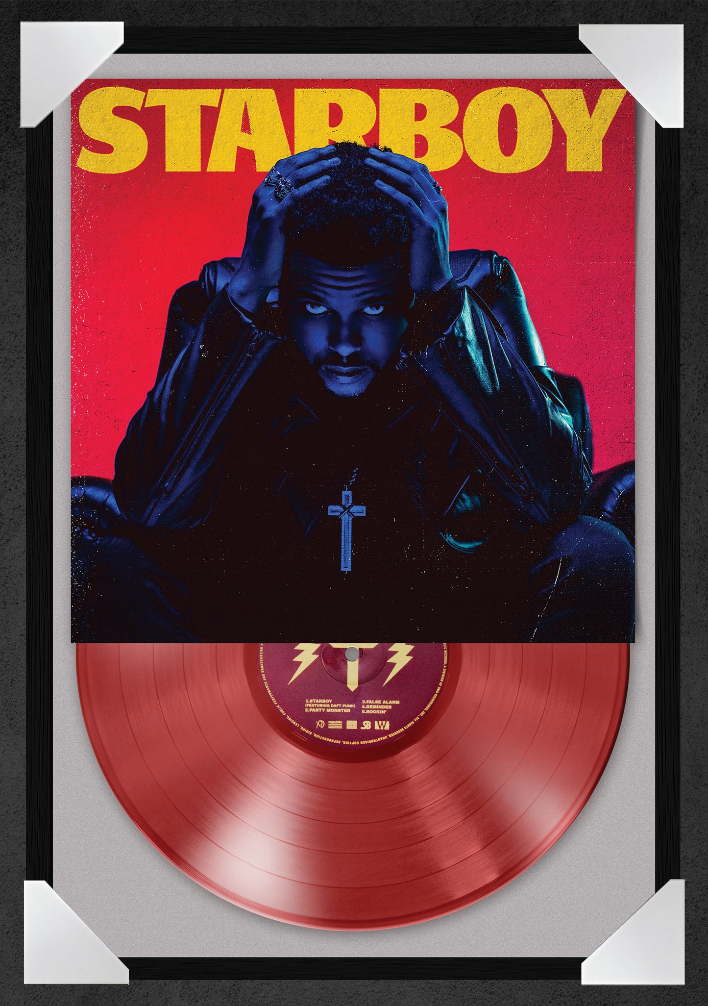 THE WEEKND - STARBOY - 12x18" GLASS FRAMED RECORD POSTER