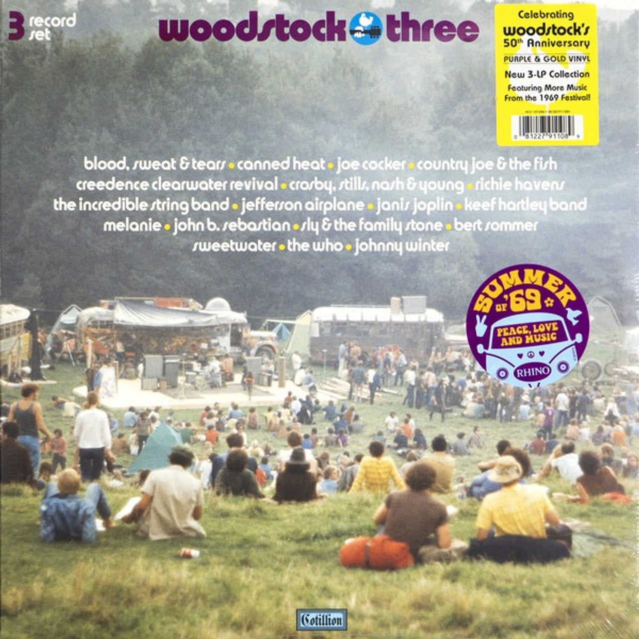 WOODSTOCK THREE - 50TH ANNIVERSARY NEW 3LP PURPLE/GOLD VINYL FROM 1969 FESTIVAL