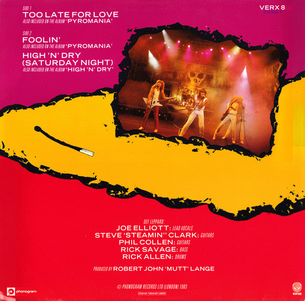 DEF LEPPARD - TOO LATE FOR LOVE - *IMPORT 12" 45RPM - 1983 ORIGINAL PRESSING - (*NM) - USED VINYL