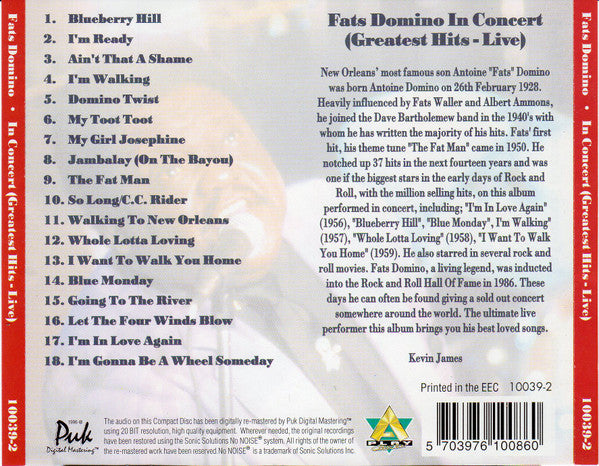 FATS DOMINO - IN CONCERT ****RARE - GREATEST HITS LIVE - UCD
