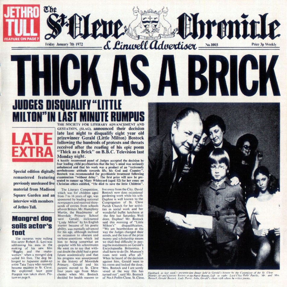 JETHRO TULL - THICK AS A BRICK - 180 GRAM VINYL & 24PG BOOKLET - New Vinyl