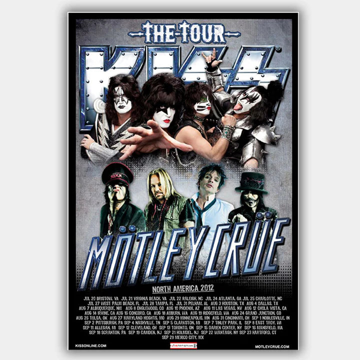 Kiss with Motley Crue (2012) - Concert Poster - 13 x 19 inches