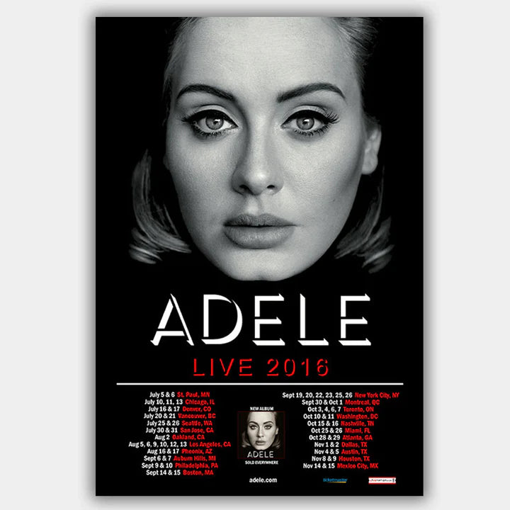 ADELE - LIVE 2016 - CONCERT POSTER - 13" X 19"