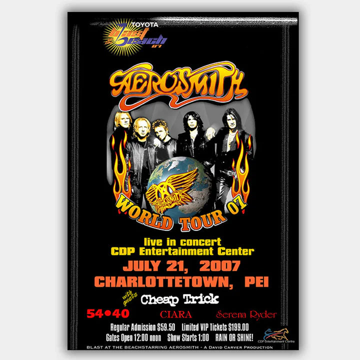 AEROSMITH WITH CHEAP TRICK - WORLD TOUR 2007 - CONCERT POSTER - 13" X 19"