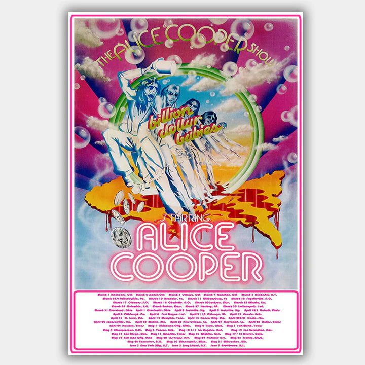 Alice Cooper (1973) - BILION DOLLAR BABIES Concert Poster - 13 x 19 inches