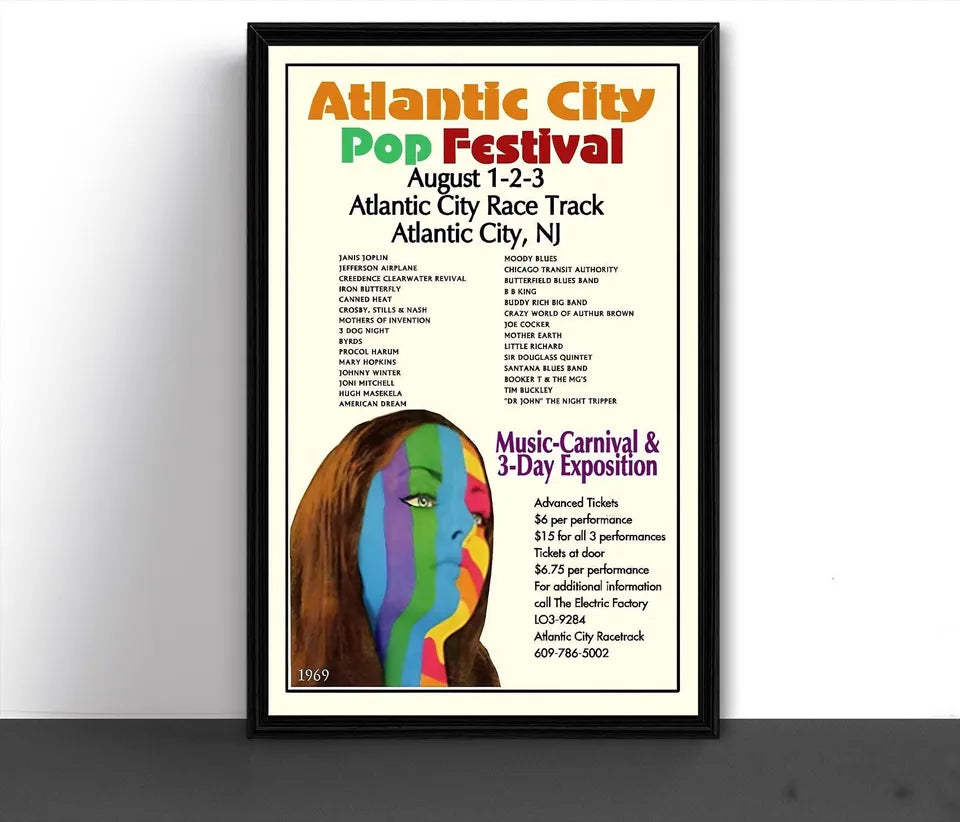 Atlantic City Pop Festival Concert Tour Poster 1969