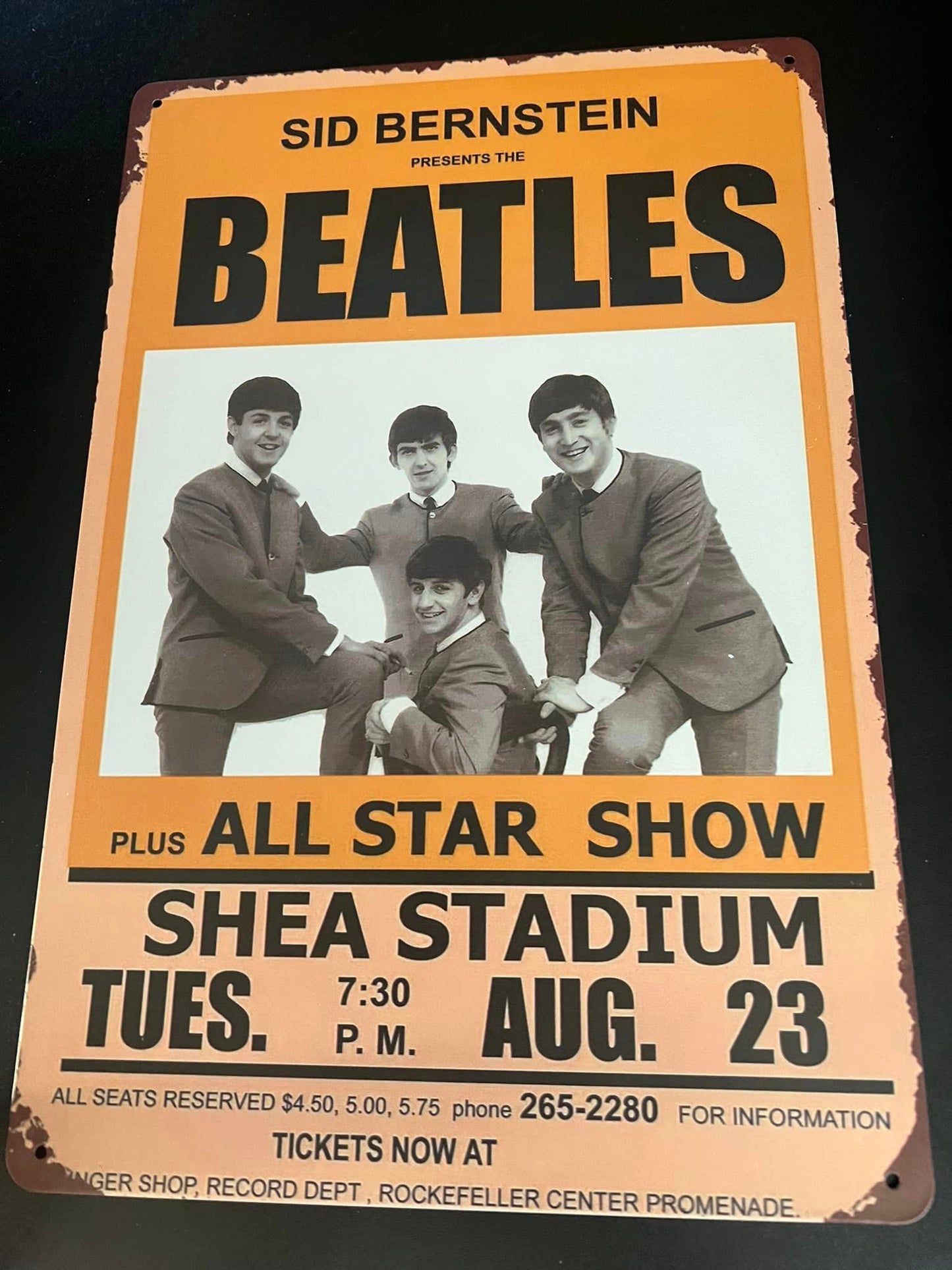 BEATLES - SHEA STADIUM - TIN SIGN