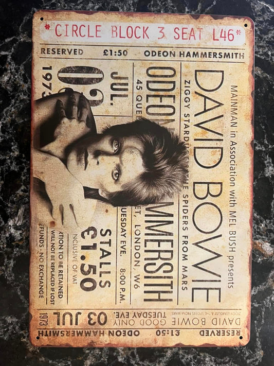 DAVID BOWIE - HAMMERSMITH - TIN SIGN