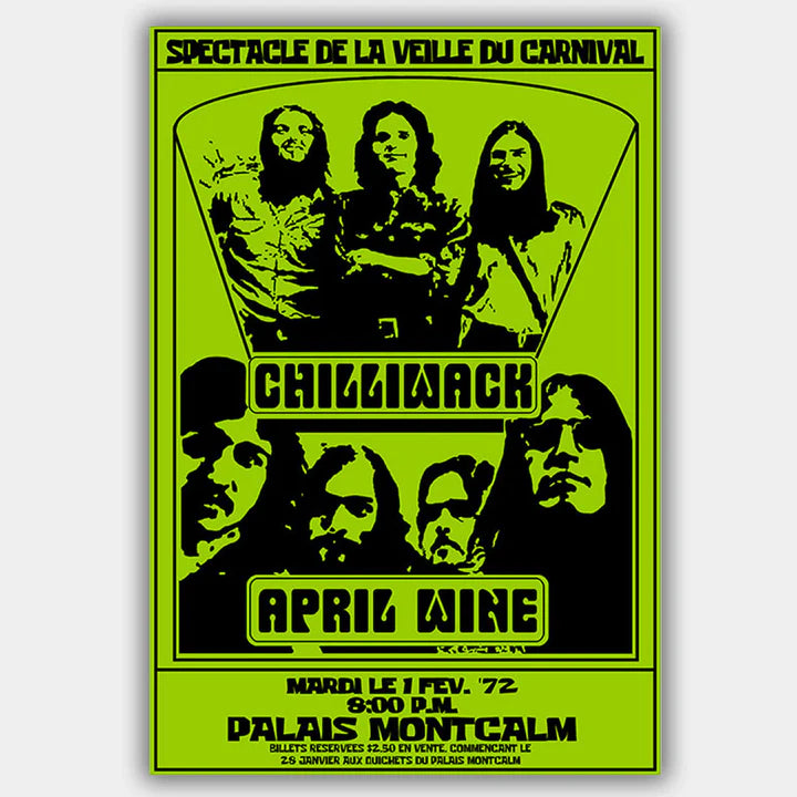 Chilliwack  WITH aPRIL WINE (1972) - Concert Poster - 13 x 19 inches