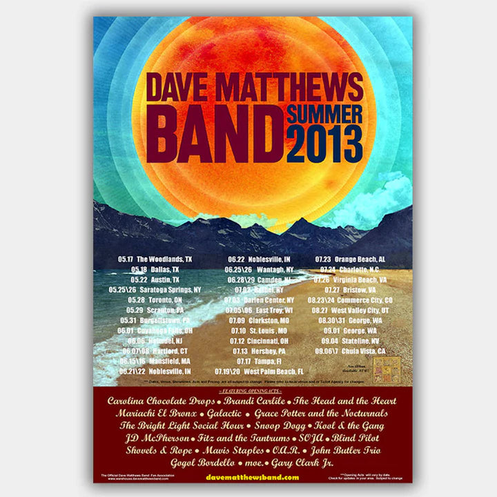 MATTHEWS, DAVE Band with Various (2013) - Concert Poster - 13 x 19 inches