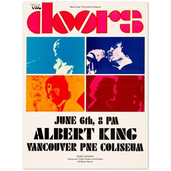 DOORS / ALBERT KING 1970 VANCOUVER CANADA - CONCERT POSTER  13 X 19"