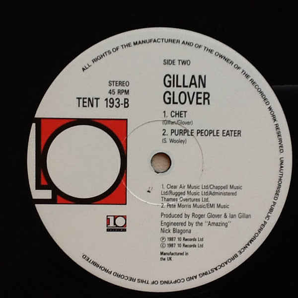 GILLAN GLOVER - DISLOCATED - ORIGINAL 1987 PRESSING - 12" SINGLE *U.K. IMPORT - VERY CLEAN COPY VG++ - USED VINYL