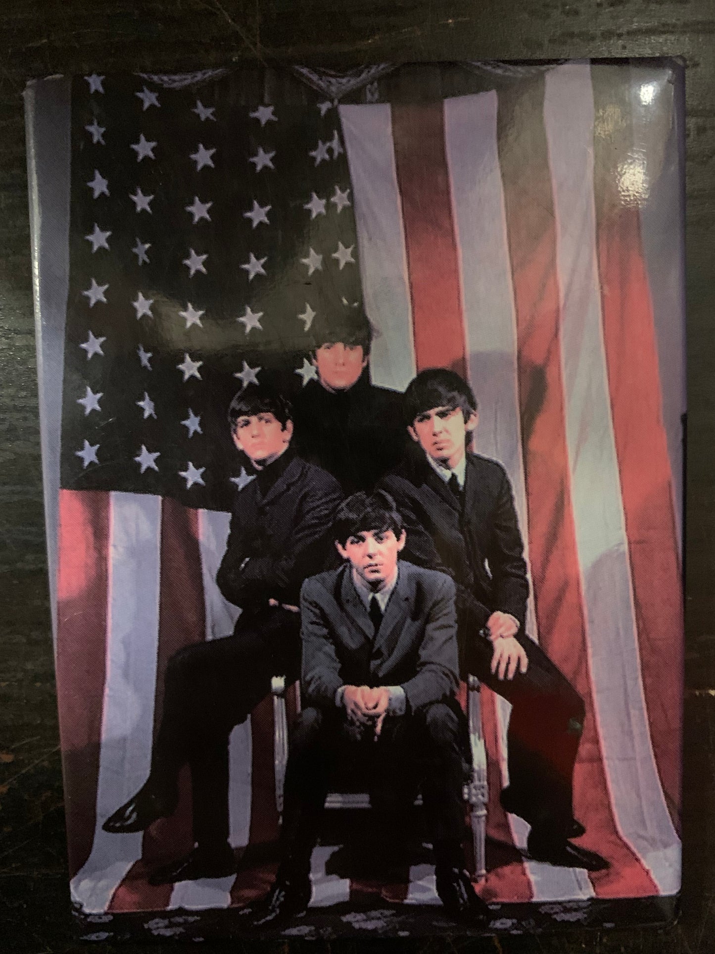 THE BEATLES - AMERICAN FLAG PHOTOGRAPH - RECTANGULAR MAGNET