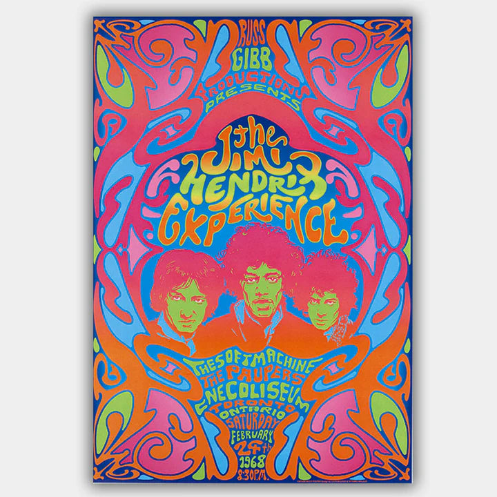 HENDRIX, JIMI with The Paupers (1968) - Concert Poster - 13 x 19 inches