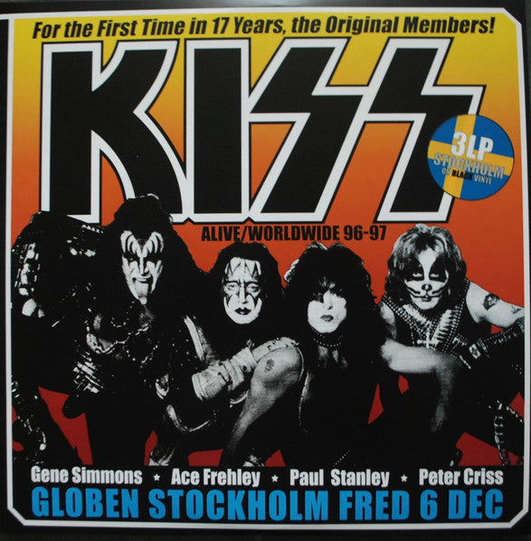 KISS - GLOBEN STOCKHOLM FRED 6 DEC 3 × Vinyl, LP, Album, Limited Edition, Blue, Yellow & White - BOOTLEG (ONLY 300 PRIINTED) - *NM WITH COLOUR PHOTO PAGE INSERT - USED VINYL