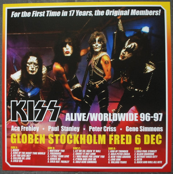 KISS - GLOBEN STOCKHOLM FRED 6 DEC 3 × Vinyl, LP, Album, Limited Edition, Blue, Yellow & White - BOOTLEG (ONLY 300 PRIINTED) - *NM WITH COLOUR PHOTO PAGE INSERT - USED VINYL