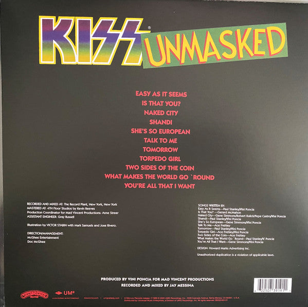 KISS - UNMASKED - LIMITED EDITION WHITE MULTI-COLOUR PLATTER VINYL - 2020 REISSUE *OUT OF PRINT - SEALED NEW VINYL