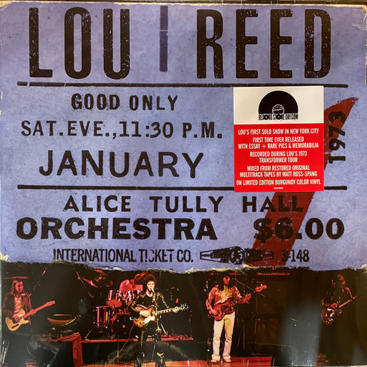 LOU REED - LIVE AT ALICE TULLY  HALL JAN 27TH, 1973 SECOND SHOW - LIMITED EDITION BURGUNDY VINYL   2LP - (NM*) - USED VINYL