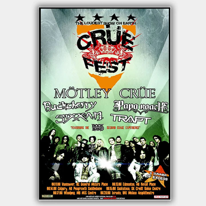 Motley Crue with Buckcherry (2008) - Concert Poster - 13 x 19 inches