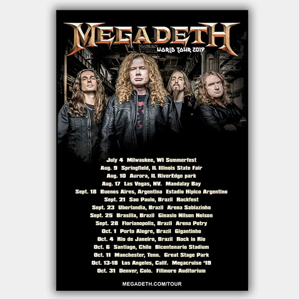 Megadeth (2019) - Concert Poster - 13 x 19 inches